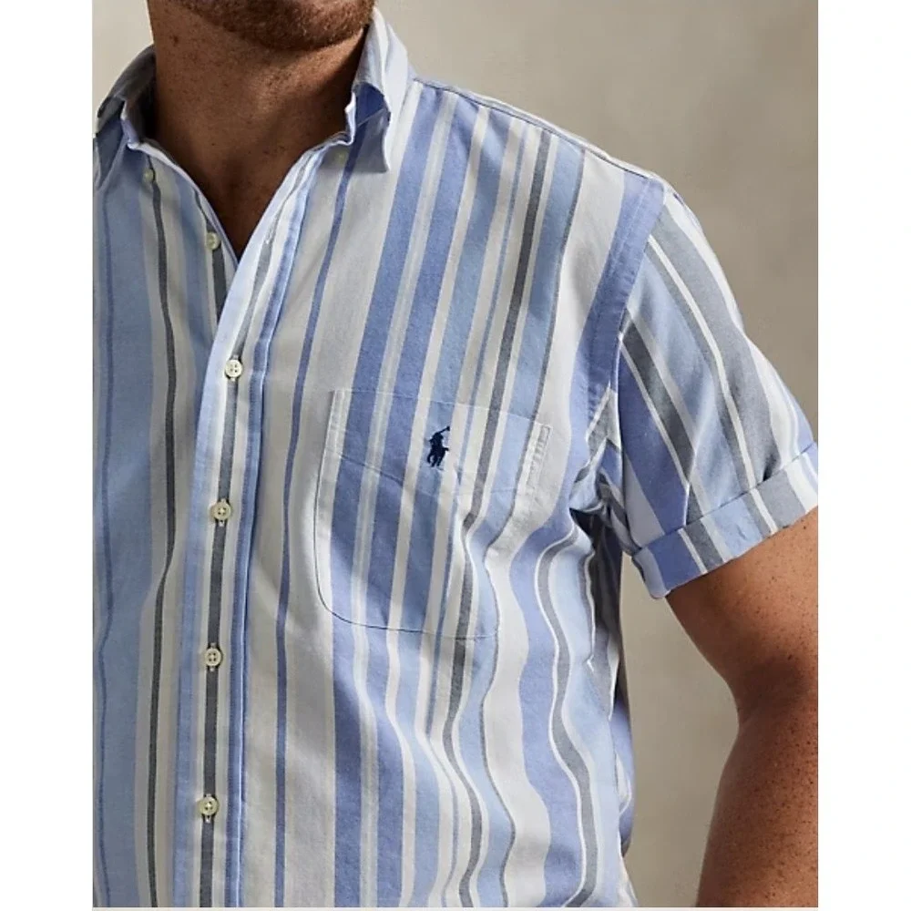 Polo Ralph Lauren Classic Fit Blue Striped Oxford Shirt Men's Size 4XLT NWT